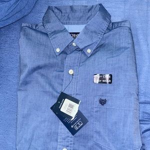 NWT CHAPS LIGHT BLUE EASY CARE BUTTON DOWN - LARGE